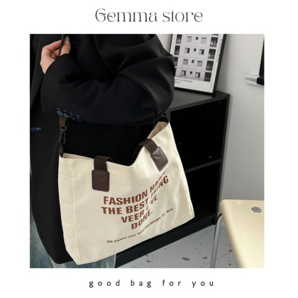 Túi tote túi vải canvas LOẠI 1 in chữ quai đeo vai size to đựng đồ quần áo đi học đi chơi vải bố GemmaStore